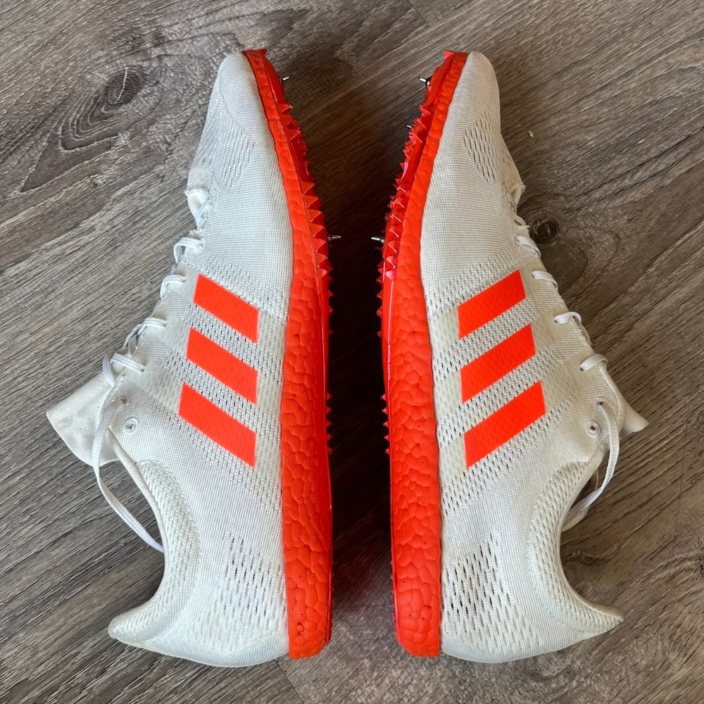 Adidas Adizero Avanti Track Spikes White Orange Mens 13 UK 12.5 FR 48 - Picture 2 of 8